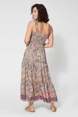 Robe longue - Vert et rose 
