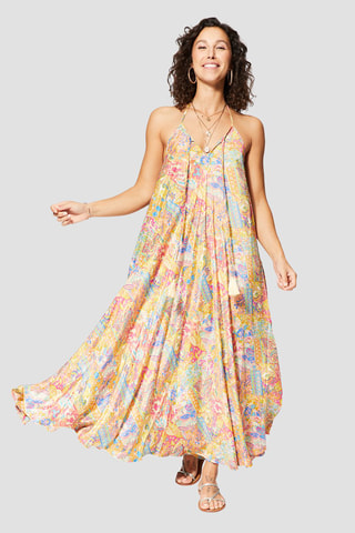 Robe longue - Jaune et bleu 