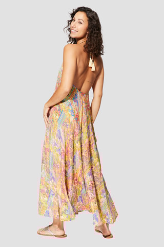 Robe longue - Jaune et bleu 
