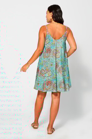 Robe trapèze Turquoise et orange