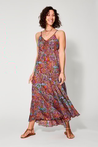 Robe midi Marron foncé et orange