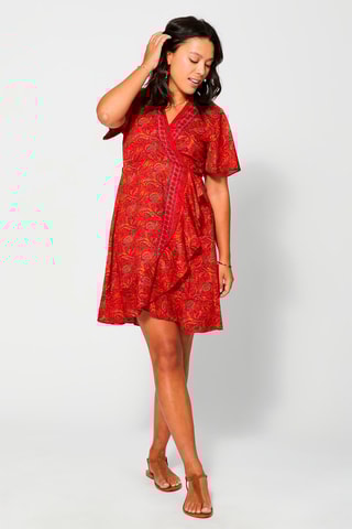 Robe courte portefeuille Rouge et orange
