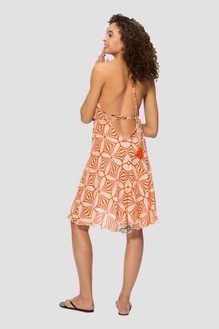 Robe patineuse - Ecru et orange
