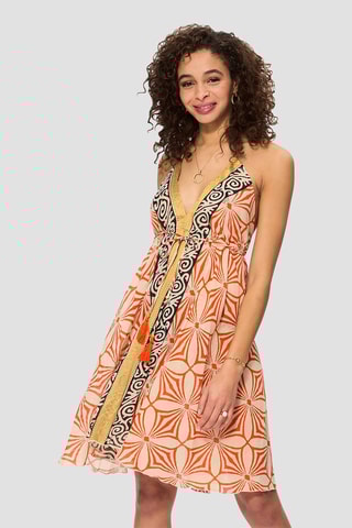 Robe patineuse - Ecru et orange