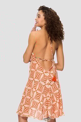 Robe patineuse - Ecru et orange