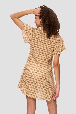 Robe trapèze - Ecru et marron
