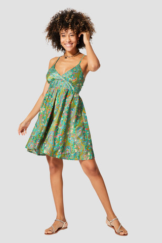Robe volantée - Doré et vert 