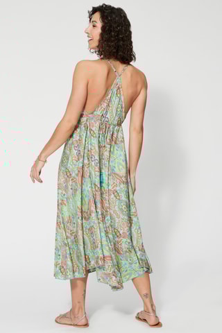 Robe midi volantée - Vert