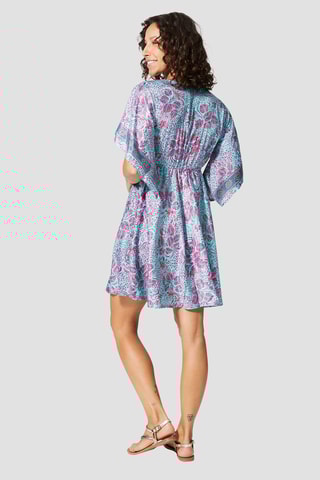 Robe trapèze - Rose et turquoise