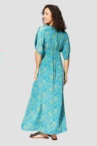 Robe longue - Turquoise et jaune