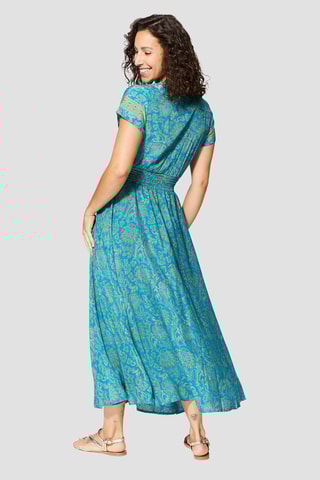 Robe longue - Turquoise et jaune
