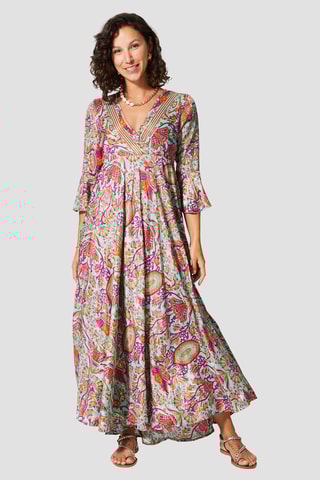 Robe longue - Doré et turquoise 
