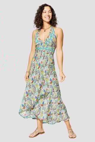 Robe longue - Beige et vert clair