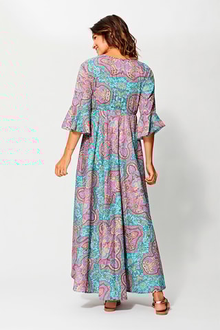 Robe longue Turquoise et rose