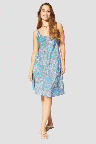Robe volantée - Bleu et turquoise 