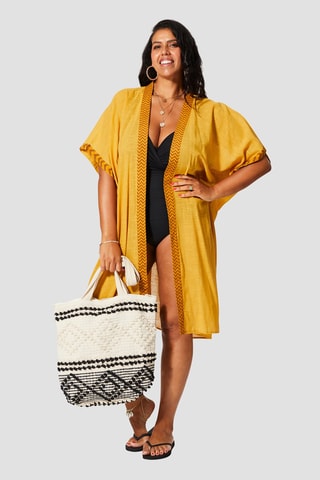 Kimono de plage - Moutarde