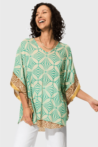 Tunique - Beige et turquoise
