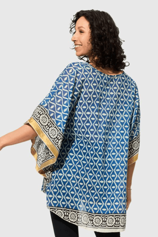 Blouse - Bleu et écru
