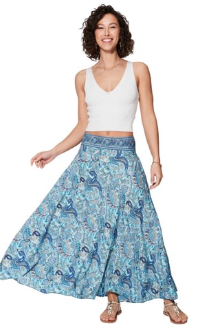 Jupe longue taille haute - Bleu
