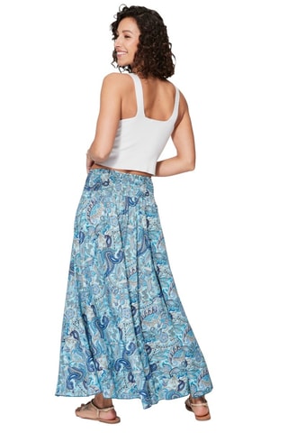 Jupe longue taille haute - Bleu