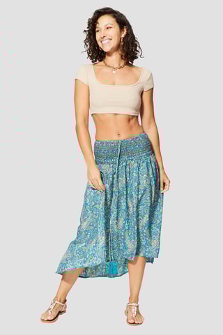 Jupe longue - Turquoise et gris 