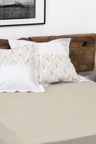 Drap-housse en percale de coton 80 fils/cm² La Beguine - Beige