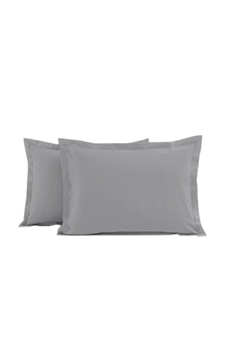 2 taies d'oreiller en percale de coton 80 fils/cm² La Beguine - Gris