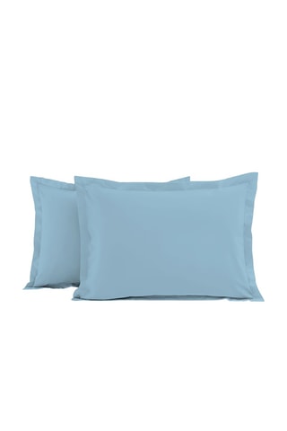 2 taies d'oreiller en percale de coton 80 fils/cm² La Beguine - Bleu maya