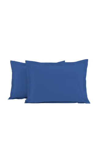 2 taies d'oreiller en percale de coton 80 fils/cm² La Beguine - Indigo