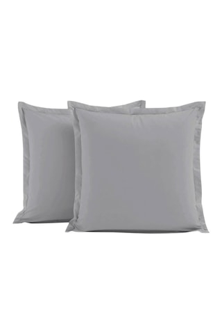 2 taies d'oreiller en percale de coton 80 fils/cm² La Beguine - Gris