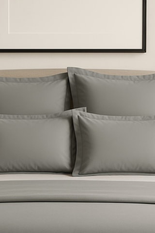 2 taies d'oreiller en percale de coton 80 fils/cm² La Beguine - Gris