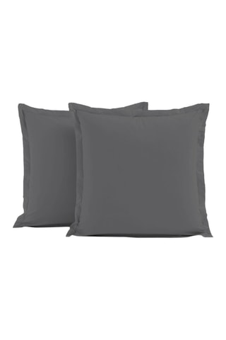 2 taies d'oreiller en percale de coton 80 fils/cm² La Beguine - Anthracite