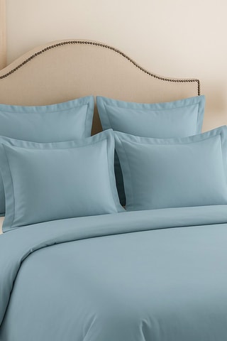 2 taies d'oreiller en percale de coton 80 fils/cm² La Beguine - Bleu maya