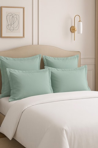 2 taies d'oreiller en percale de coton 80 fils/cm² La Beguine - Vert d'eau
