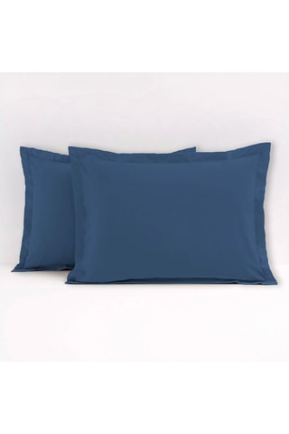 2 taies d'oreiller en coton 57 fils/cm² - Bleu marine