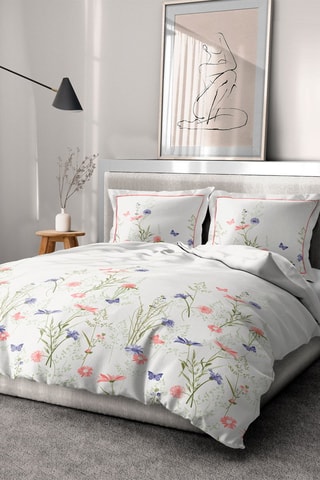 Parure de couette en coton 57 fils/cm² Mademoiselle - Blanc et rose