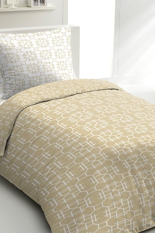 Parure de couette en coton 57 fils/cm² Milonga - Ocre et blanc