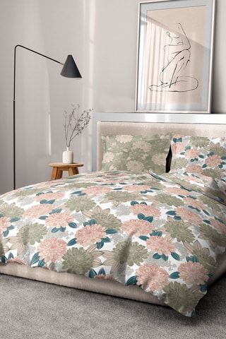Parure de couette en coton 57 fils/cm² Vendome - Vert et rose