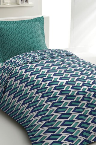 Parure de couette en coton 57 fils/cm² Mineria - Vert et bleu
