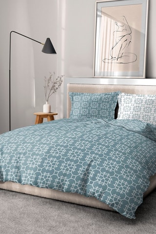 Parure de couette en coton 57 fils/cm² Milonga - Bleu et blanc