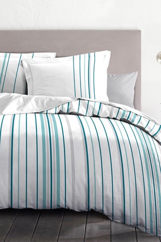 Parure de couette en coton 57 fils/cm² Bellamy - Blanc et bleu
