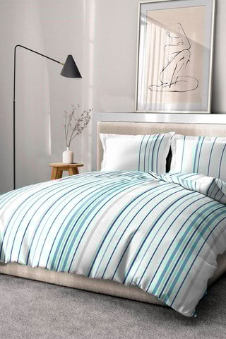 Parure de couette en coton 57 fils/cm² Bellamy - Blanc et bleu