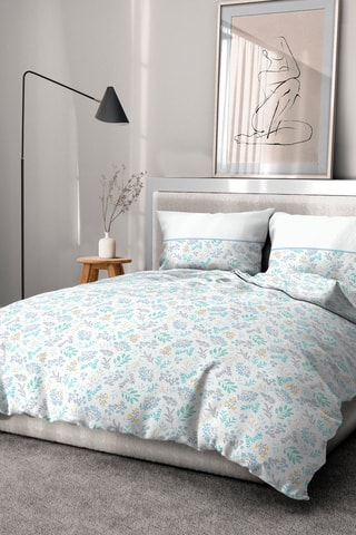 Parure de couette en coton 57 fils/cm² Adonis - Bleu et blanc