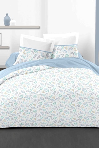Parure de couette en coton 57 fils/cm² Adonis - Bleu et blanc