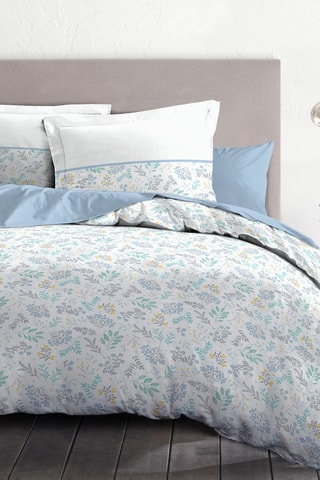 Parure de couette en coton 57 fils/cm² Adonis - Bleu et blanc