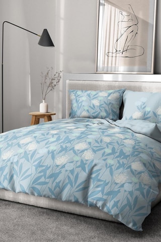Parure de couette en coton 57 fils/cm² Tempête florale  - Bleu