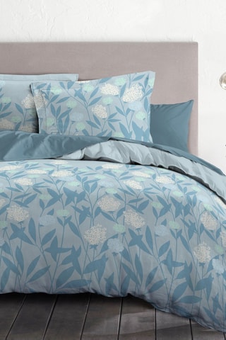 Parure de couette en coton 57 fils/cm² Tempête florale  - Bleu