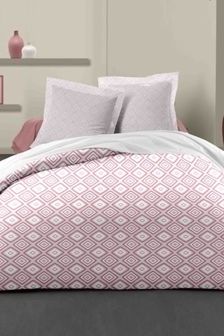Parure de couette en coton 57 fils/cm² Fox Trot - Blanc et vieux rose