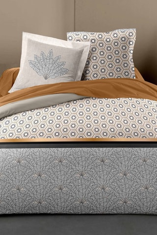 Parure de couette en coton 57 fils/cm² Louxor - Ocre et blanc
