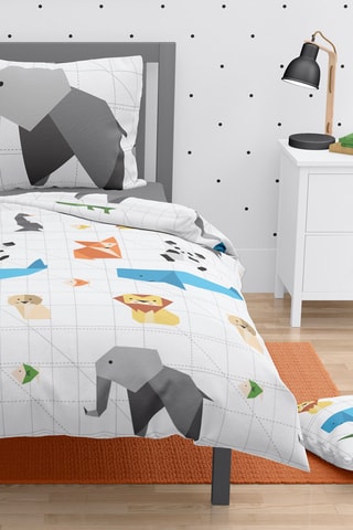 Parure de couette en coton 57 fils/cm² Origatoon -
Blanc et gris